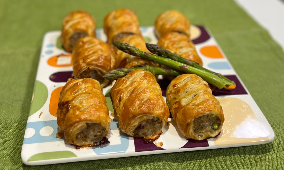 CHICKEN & ASPARAGUS SAUSAGE ROLLS