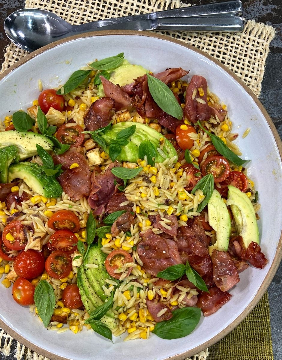 Haloumi and Prosciutto Summer Orzo Pasta - Matters of Taste